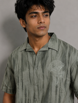 Men’s Premium Tie-Dye Oversize Olive Green Half Shirt