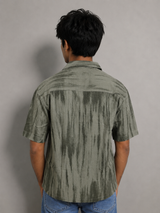 Men’s Premium Tie-Dye Oversize Olive Green Half Shirt