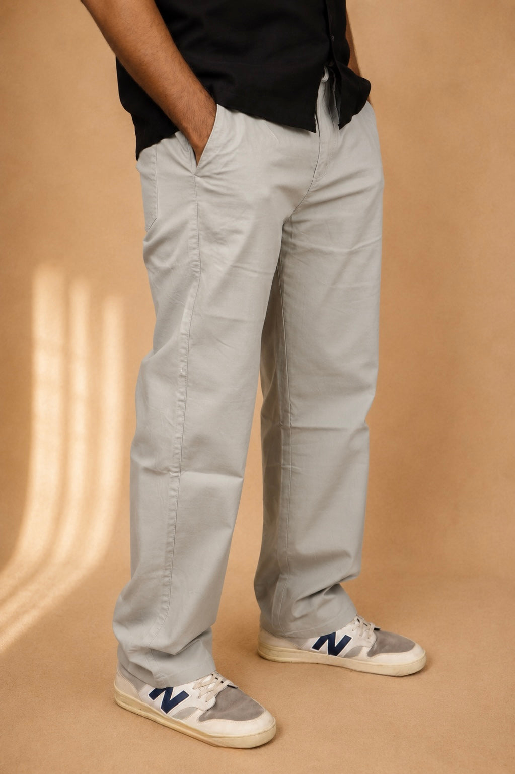 Men's Relaxed Fit Grey Linen Trousers