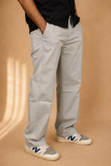 Men's Relaxed Fit Grey Linen Trousers