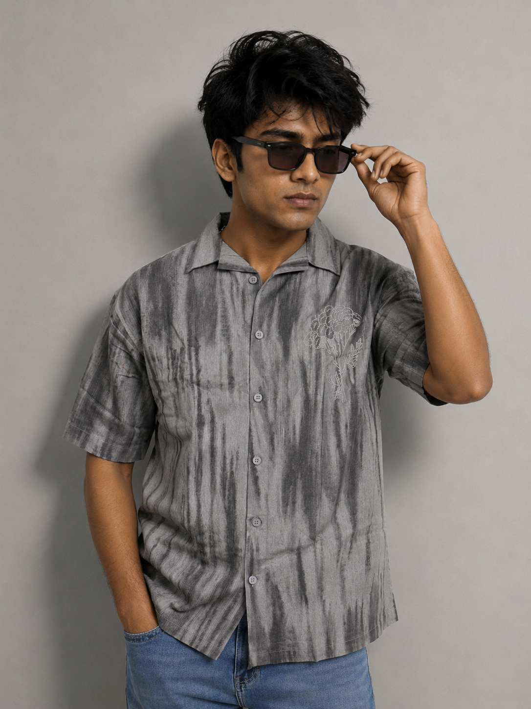 Men’s Premium Tie-Dye Grey oversize Shirt