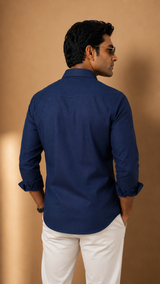 Navy Blue Linen Shirt