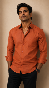 Rusty Orange Linen Shirt