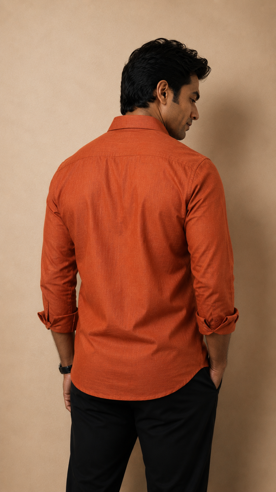 Rusty Orange Linen Shirt