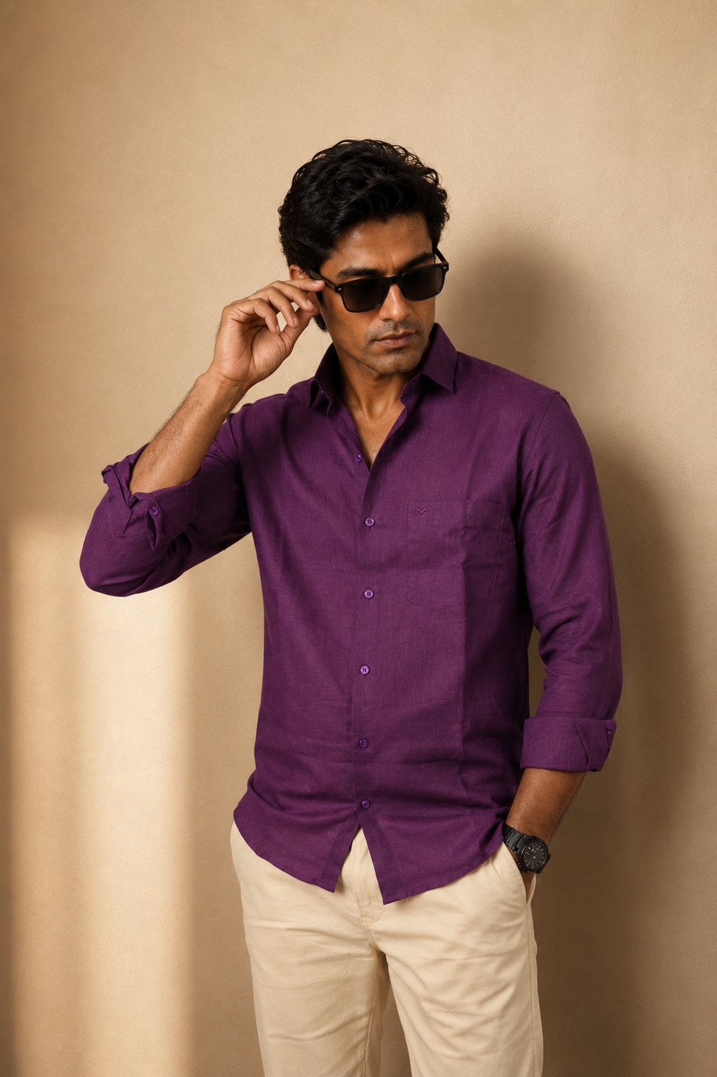 Wine Linen Shirt