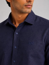 Navy Blue Cotton Linen Shirt