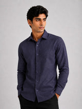 Navy Blue Cotton Linen Shirt