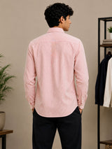Peach Pinstripe Cotton Shirt