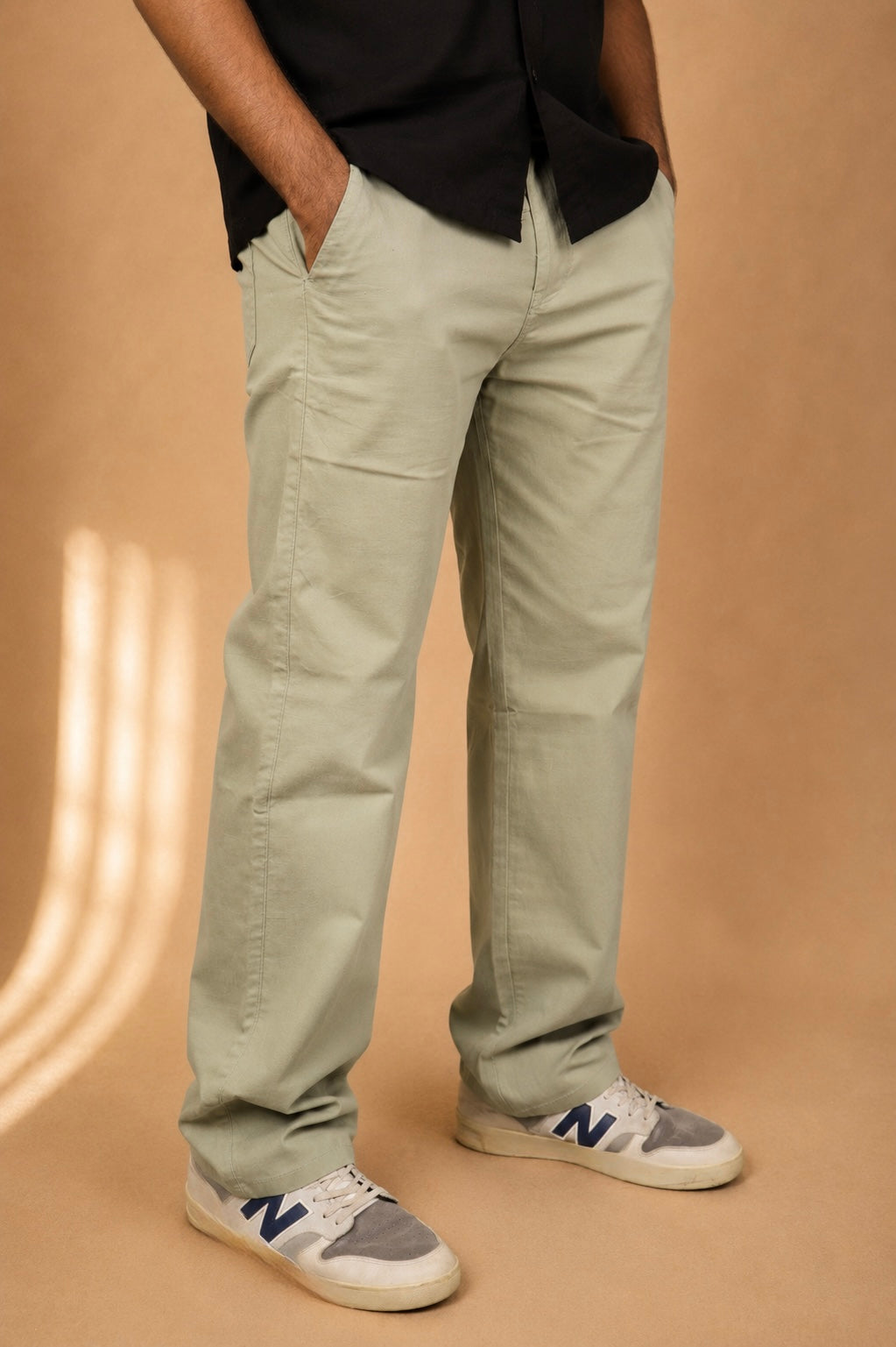Men's Relaxed Fit Pista green Linen Trousers