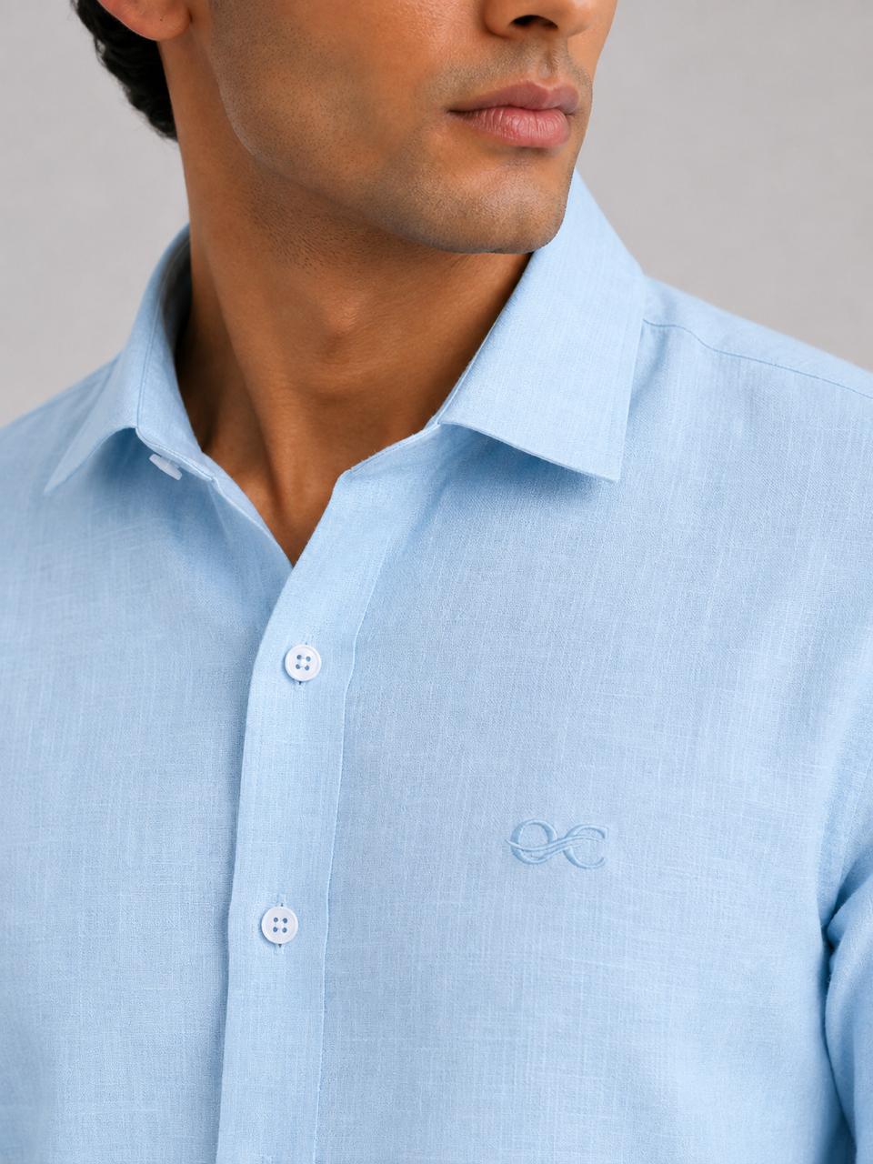 Sky Blue Cotton Linen Shirt