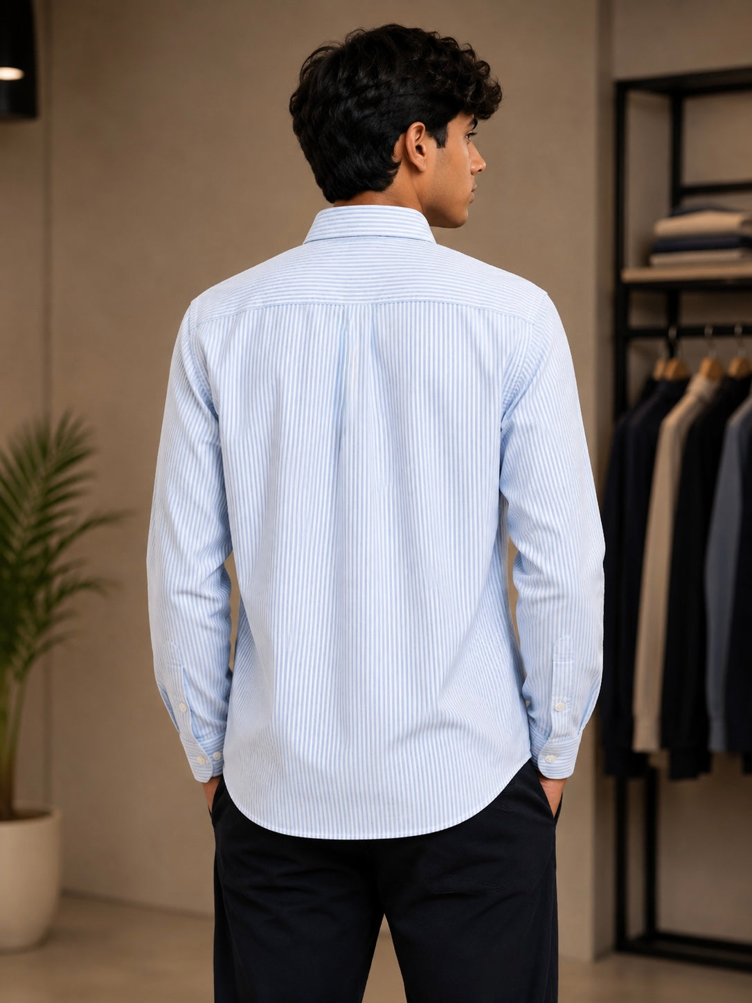 Sky Blue Pinstripe Cotton Shirt